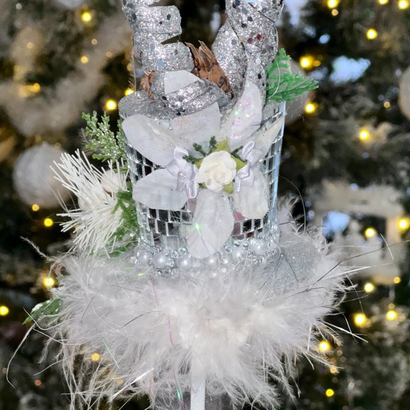 Christmas Mirrored Mini Top hat Headband, Tacky Christmas Party, Ugly Sweater Ch main image 6